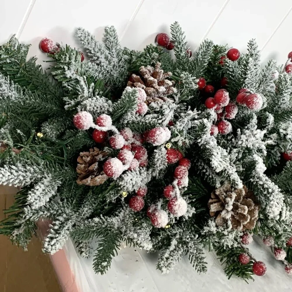 National Tree Company HGTV LED Pre-Lit Battery Timer Large Snowy Garland Swag